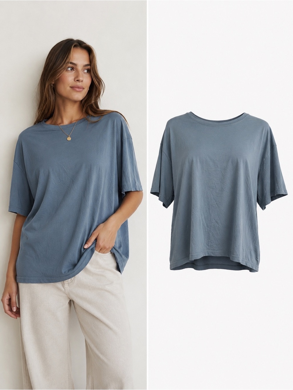 SOUL STAR | Blue Cotton Oversized Boxy Tee | Women’s | M | Good